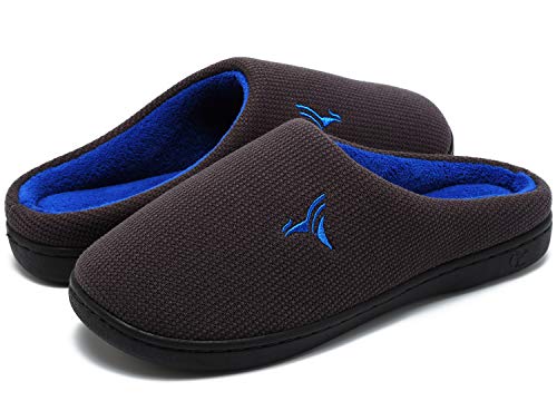 VIFUUR Hombre Zapatillas de casa Espuma de Memoria de Alta Densidad Cálido Interior Lana al Aire Libre Forro de Felpa Suela Antideslizante Zapatos Gris Oscuro/Azul 44/45 VIFUUR Hombre Zapatillas de casa Espuma de Memoria de Alta Densidad Cálido Interior Lana al Aire Libre Forro de Felpa Suela Antideslizante Zapatos Gris Oscuro/Azul 44/45