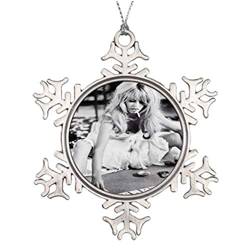 VinMea Christmas Ornaments Snowflake Brigitte Bardot Playing Cards, Black and White Photograph Metal Christmas Ornaments For Decorating Christmas Trees,Holiday Party,Wedding