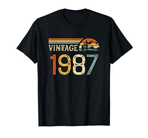 Vintage 1987 Regalo 34 Cumpleaños Hombre Mujer 34 Años Camiseta