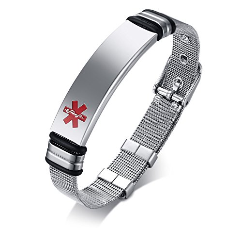 VNOX Nombre Personalizado de Acero Inoxidable Grabable ID de Alerta Médica Ice Pulsera Ajustable Sos Emergencia Personalizada para Hombres Mujeres VNOX Nombre Personalizado de Acero Inoxidable Grabable ID de Alerta Médica Ice Pulsera Ajustable Sos Emergencia Personalizada para Hombres Mujeres