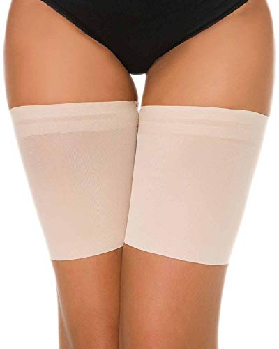 Voqeen Bandas de Elásticas elástico Anti-Chafing Bandas para Hombre y Mujer Muslo Previene las Rozaduras Bandas Antirozaduras Muslos (Skin, E: 62-70cm)