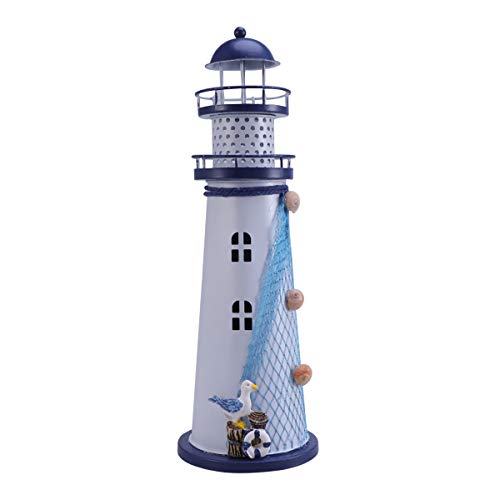VOSAREA Led Luces Adorno Nautico de Hogar Modelo Faro Pintado a Mano Hierro Soporte de Vela Decoración Náutica (Ave Marina) VOSAREA Led Luces Adorno Nautico de Hogar Modelo Faro Pintado a Mano Hierro Soporte de Vela Decoración Náutica (Ave Marina)