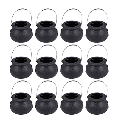 VOSAREA Mini frascos de Caramelo hervidores caldero de Brujas Cubo de Dulces de Mano para Accesorios Colgantes de Fiesta de Halloween Easter, St Patrick's Day Party Favors(Negro)