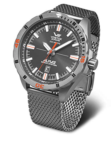 Vostok Europe Almaz 320H263-B - Reloj automático para hombre (titanio, correa milanesa)