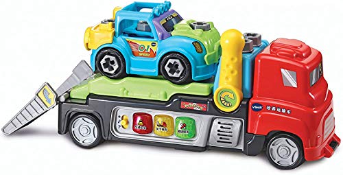 VTech Tunning el camión taller, Tráiler interactivo con herramientas y accesorios para arreglar tu coche, aprende sobre vehículos y seguridad vial, diferentes misiones y retos (80-517622) (Individual)