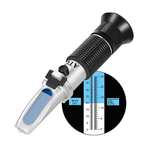 W-Unique Refractómetro de Vino, Refractómetro de Mano con Alcohol, con ATC para Hacer Vino en casa, Doble Escala (0 – 40%, Alcohol 0 – 25%) W-Unique Refractómetro de Vino, Refractómetro de Mano con Alcohol, con ATC para Hacer Vino en casa, Doble Escala (0 – 40%, Alcohol 0 – 25%)