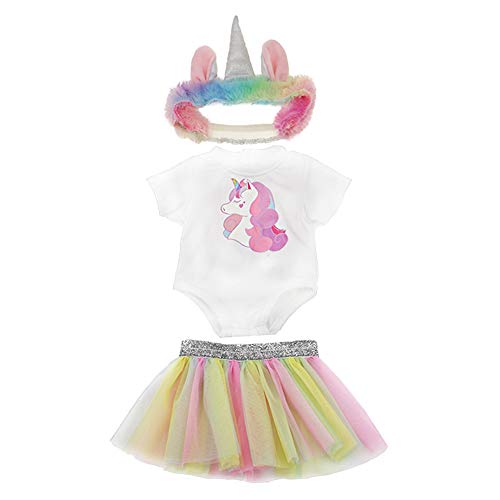 WENTS Ropa para Muñeca Vestido 3PCS Ropa de Muñecas para New Born Baby Doll Unicornio Vestidos para Muñeca Hechos para Muñecas de 18 Pulgadas