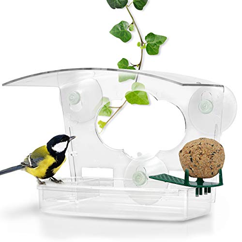 WILDLIFE FRIEND | Comedero Pájaros para Ventana en Cristal Acrílico - Casa de pájaros, Estación de alimentación para pájaros WILDLIFE FRIEND | Comedero Pájaros para Ventana en Cristal Acrílico - Casa de pájaros, Estación de alimentación para pájaros