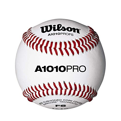 Wilson WTA1010BPROFS Pelota de Béisbol, A1010 Baseball Pro Series Flat Seam, Cubierta de Cuero de Plena Flor, Blanca