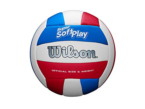 Wilson WTH90219XB Pelota de Voleibol Super Soft Play Cuero sintético Interior y Exterior, Unisex-Adult, Blanco/Rojo/Azul, Tamaño Oficial Wilson WTH90219XB Pelota de Voleibol Super Soft Play Cuero sintético Interior y Exterior, Unisex-Adult, Blanco/Rojo/Azul, Tamaño Oficial