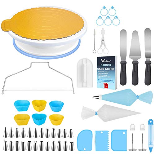 WisFox Decoración de Pasteles, Torta Giratoria, 103 Piezas Decoración Kit, Plato Giratorio para Pasteles para Principiantes y Amantes de Pasteles WisFox Decoración de Pasteles, Torta Giratoria, 103 Piezas Decoración Kit, Plato Giratorio para Pasteles para Principiantes y Amantes de Pasteles