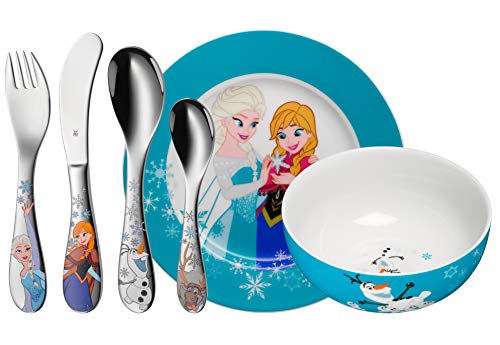 WMF Disney Frozen - Vajilla para niños 6 piezas, incluye plato, cuenco y cubertería (tenedor, cuchillo de mesa, cuchara y cuchara pequeña) (WMF Kids infantil)