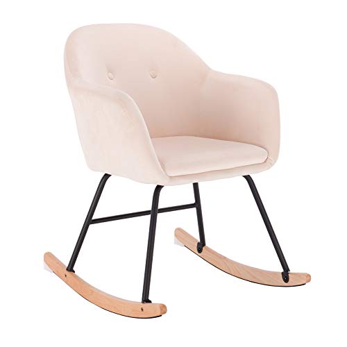 WOLTU Sillón Mecedora Lactancia Relax con Reposa Tapizado Reclinable Tejido de Terciopelo Pierna de Metal Madera Crema SKS16cm WOLTU Sillón Mecedora Lactancia Relax con Reposa Tapizado Reclinable Tejido de Terciopelo Pierna de Metal Madera Crema SKS16cm
