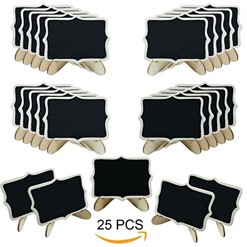 Woohome 25 Pz Mini Pizarra con Soporte Tablero de Mensajes Signos para La Decoración de Restaurantes, Bodas, Banquetes Woohome 25 Pz Mini Pizarra con Soporte Tablero de Mensajes Signos para La Decoración de Restaurantes, Bodas, Banquetes