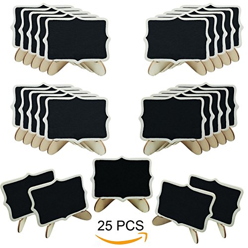 Woohome 25 Pz Mini Pizarra con Soporte Tablero de Mensajes Signos para La Decoración de Restaurantes, Bodas, Banquetes