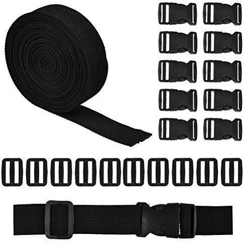 WOWOSS Correas Hebillas Correa Negra de 5 m con 10 Juegos de Hebillas de plástico para Mochilas, Equipaje y Correas para Animales WOWOSS Correas Hebillas Correa Negra de 5 m con 10 Juegos de Hebillas de plástico para Mochilas, Equipaje y Correas para Animales
