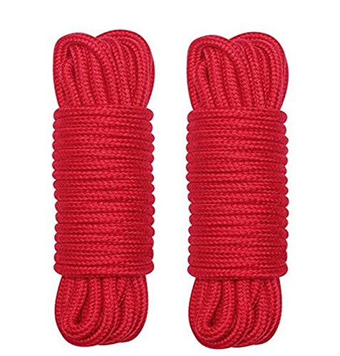 WYMAODAN Cuerda de algodón suave, 2 unidades, 10 m / 8 mm, universal, hilo de algodón grueso (rojo) WYMAODAN Cuerda de algodón suave, 2 unidades, 10 m / 8 mm, universal, hilo de algodón grueso (rojo)
