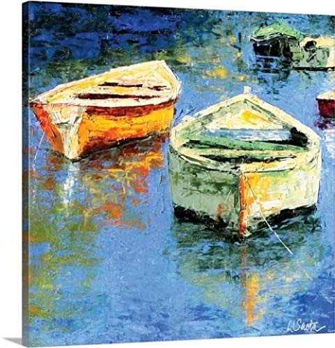 wZUN Cuadro de impresión de Barco de Dos Colores HD Lienzo Abstracto Lago Pared Arte Pintura decoración del hogar Cartel 50x50cm Sin Marco