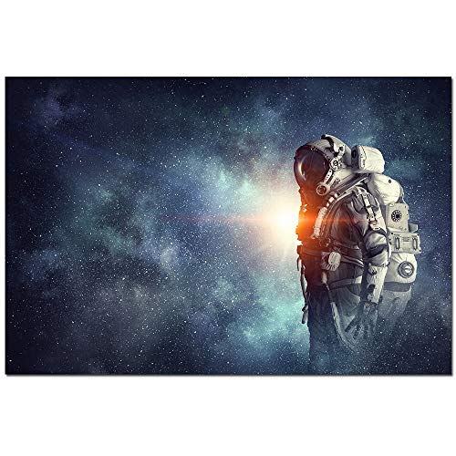 wZUN Lienzo Arte Planetas Sistema Solar Espacio Tierra Luna póster Astronauta Nave Espacial decoración de Sala de Estar Cuadro de Pared 60x90 Sin Marco