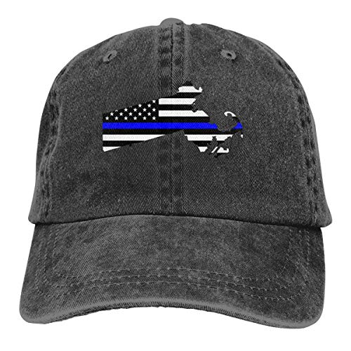 Xarchy Estado de los Estados Unidos de América Forma del Mapa Diseño de línea Azul Delgada Tela de Mezclilla Sombrero de béisbol Gorra de Jeans Ajustable Estado de Massachusetts