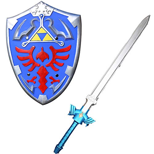 XINFAN Figura de Zelda The Legend of Zelda Link Shield Links Espada Juguetes Llavero Colgante Collar Cosplay Caja de Regalo Figura Juguetes para