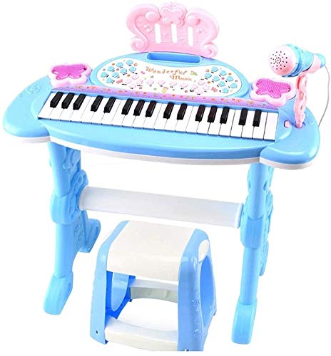 XINRUIBO Piano de Juguete para Principiantes para niños, tableros de Pianos para niños Luces de Colores y Taburete con micrófono de Trabajo Real para niños Piano Infantil