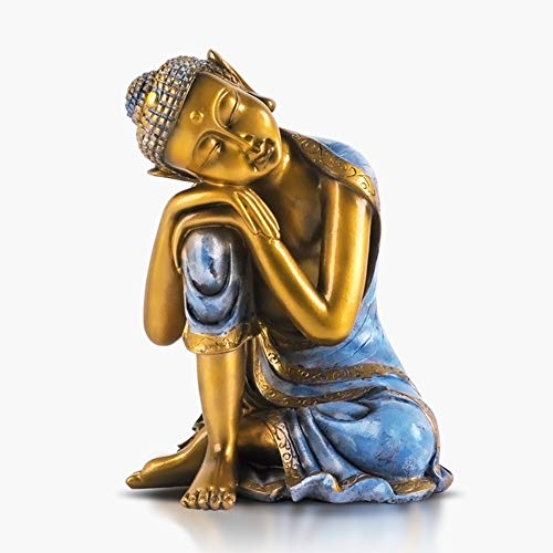 XM&LZ Antiguo Buda Estatua, Buda Durmiente Sentado Escultura Resina Bronce Figuritas Decoración para El Altar De Meditación Ornamentos del Arte Decoración del Hogar-b