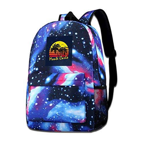 XNTWJMV Montecarlo - Mochila con estampado de galaxia, estilo vintage, para niños y niñas XNTWJMV Montecarlo - Mochila con estampado de galaxia, estilo vintage, para niños y niñas