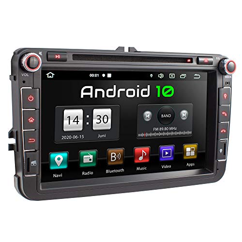 XOMAX XM-11GA Radio de Coche con Android 10 Adecuado para VW Seat Skoda I 4Core, 2GB RAM, 32GB ROM I GPS I Soporte WiFi, 3G, 4G, Dab+, OBD2 I Bluetooth I 8" Pantalla Táctil I DVD, CD, USB, SD, RDS