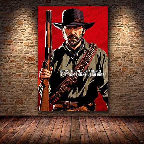 xuyuandass Juego Clásico Red Dead Redemption 2" Póster De Arte HD DIY Mural HD Fondo Moderno Decoración del Hogar Pintura Al Óleo Sin Marco 50X60Cm 5544F