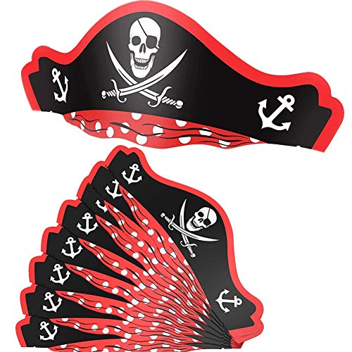 XYDZ Sombreros de cartón para fiestas de Halloween, 10 Unidades Sombreros de Pirata Gorros de Cartón de Fiesta Sombreros de Papel de Pirata de Halloween