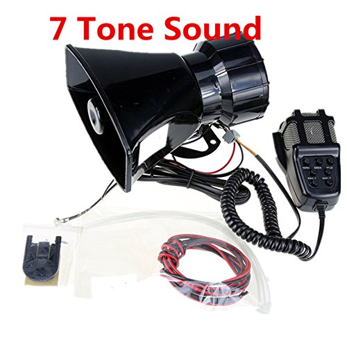 Yida - Sirena de 12 V 80 W con 7 tonos para vehículos, con micrófono y sistema de altavoces y amplificador de sonido de emergencia Yida - Sirena de 12 V 80 W con 7 tonos para vehículos, con micrófono y sistema de altavoces y amplificador de sonido de emergencia