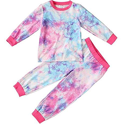 Yiyu Conjunto del Niño del Bebé Trajes De Tie-Dye Estar En Casa Los Pantalones del Pijama Fijado For 2-7Y Chicas 2pcs x (Color : Multi-Colored, Size : 100)