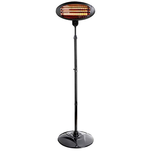 Yorbay Calentador de Patio Exterior Doble Propósito de Suelo/Pared 2000 W, Negro con protección contra vuelco, La Altura de Uso es de 1.3m-2.1m, IP34