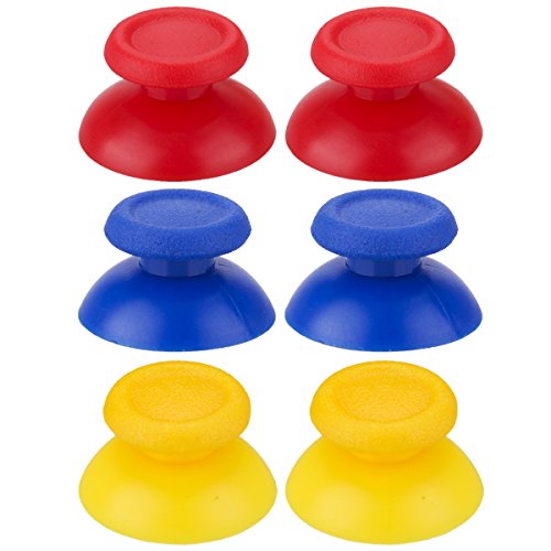 YoRHa 3X par Original de Repuesto Thumbstick Botones analógicos Custom Colorful para DualShock 4 PS4 / Slim/Pro Mando Piezas de Repuesto Accesorios modificados (Rojo+Amarillo+Azul)