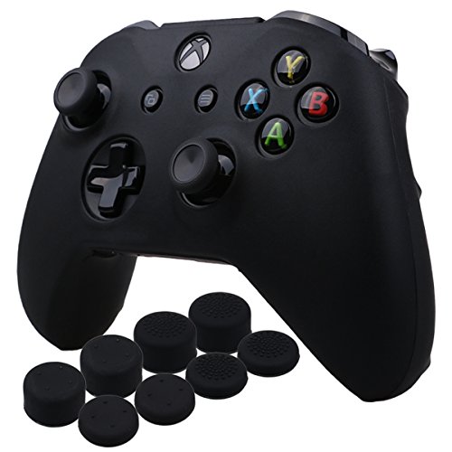YoRHa silicona caso piel Fundas protectores cubierta para Microsoft Xbox One X y Xbox One S Mando x 1 (negro) Con Pro los puños pulgar thumb grips x 8 YoRHa silicona caso piel Fundas protectores cubierta para Microsoft Xbox One X y Xbox One S Mando x 1 (negro) Con Pro los puños pulgar thumb grips x 8