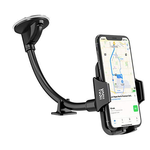 YOSH Soporte Movil Coche, Salpicadero / Parabrisas Soporte Móvil para Coche,360° Rotación Brazo Extensible Sujeta Porta Movil Coche univesal para iPhone 12 11 XS MAX , Galaxy, Xiaomi Redmi ect