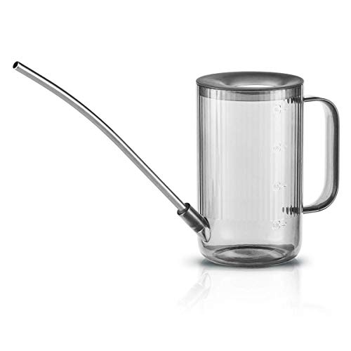 YOYTOO Regadera de interior gris transparente con boquilla de acero inoxidable, regadera de plástico de 1/4 galón para macetas de jardín (gris) YOYTOO Regadera de interior gris transparente con boquilla de acero inoxidable, regadera de plástico de 1/4 galón para macetas de jardín (gris)