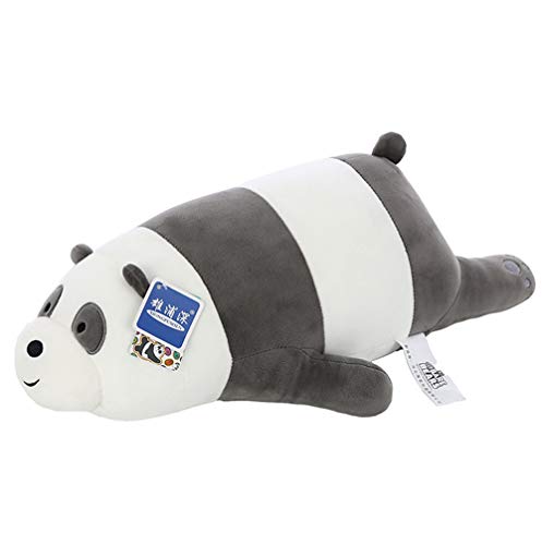 yuailiur Dibujos Animados We Bare Bears Mentir Bear Relleno Grizzly Grey White Bear Panda Peluches para niños Kawaii Doll para niños Regalo 30CM (B)