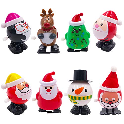 YUESEN Christmas Wind Up Toy 8 Figuras de Bonitos Juguetes a Cuerda, Diseños de Navidad Penguin Santa Claus Snowman Clockwork Toy