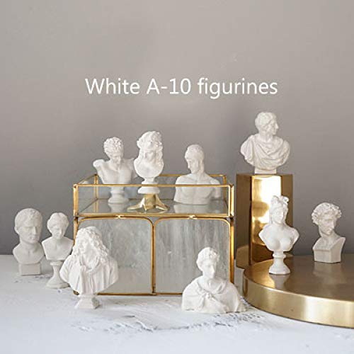 yueyue947 10 Unids/Set Mini Figuras de Mitología Romana Griega Antigua Busto Estatua Escultura Decoración del Hogar Adornos de Bocetos/Figuras A-10 Blancas