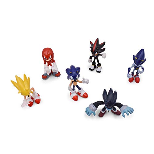 YUNMEI Figura de Sonic 6 unids/Lote Figura de acción sónica Lindo Anime Mini Sonic Boom Rare Shadow PVC Modelo Coleccionable muñeca Juguetes Regalo para Chico