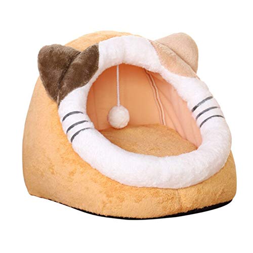 YYDE Camas para gatos, para interiores y gatos, camas para gatos interiores, cama con capucha, cama para mascotas, cálida y acogedora, suministros para mascotas, E, M