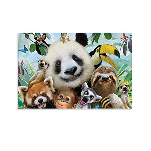YZLI Póster de pared para niños con diseño de zoo Selfie Zoo, 60 x 90 cm