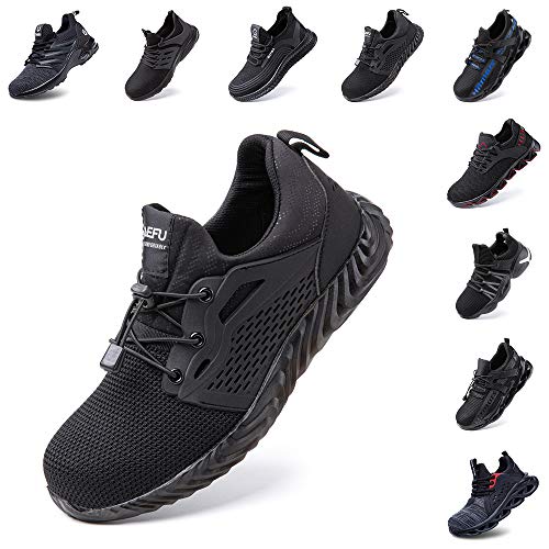 Zapatos de Seguridad Hombre Mujer Zapatillas de Trabajo con Punta de Acero Ligeros Calzado de Industrial y Deportivos Sneaker Negro Azul Gris Número 36-48 EU Negro 37 Zapatos de Seguridad Hombre Mujer Zapatillas de Trabajo con Punta de Acero Ligeros Calzado de Industrial y Deportivos Sneaker Negro Azul Gris Número 36-48 EU Negro 37