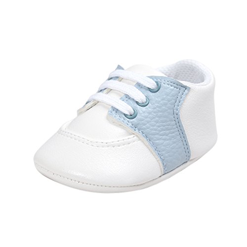Zapatos para bebés, Auxma Recién Nacido Infantil bebé niñas niños Cuna Suela Suave Zapatos Antideslizantes Zapatos Primeros Pasos para 0-6 6-12 12-18 Meses (12cm/6-12 M, Cielo Azul)