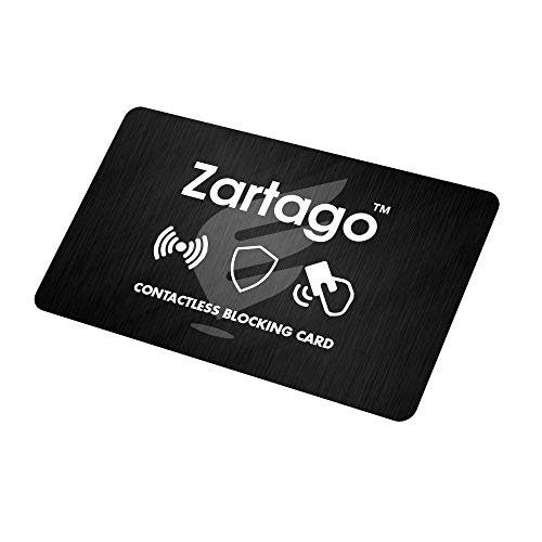 Zartago RFID Blocker Card | Proteccion RFID para Tarjetas de crédito y Pasaporte | Tarjeta Anti RFID Bloqueo antirrobo para Cartera o Billetera (Single)