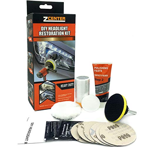 ZCENTER Kit de restauración de Faros de Automóviles pulir Faros Coche para Restaurar Faros turbios, Restaurador De Faros amarillentos o Desgastados ZCENTER Kit de restauración de Faros de Automóviles pulir Faros Coche para Restaurar Faros turbios, Restaurador De Faros amarillentos o Desgastados