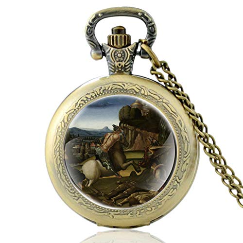 ZDANG Reloj de Bolsillo de Cuarzo clásico con diseño de Guerrero dragón clásico para Hombres y Mujeres, Reloj Colgante de Horas, Regalos M