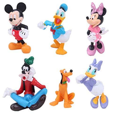 zdfgv 6 Piezas Juguetes Mickey Mouse Clubhouse Figura de acción Lindo Mini Mickey & Minnie & Pluto & Donald Duck PVC colección muñecas 7-9cm